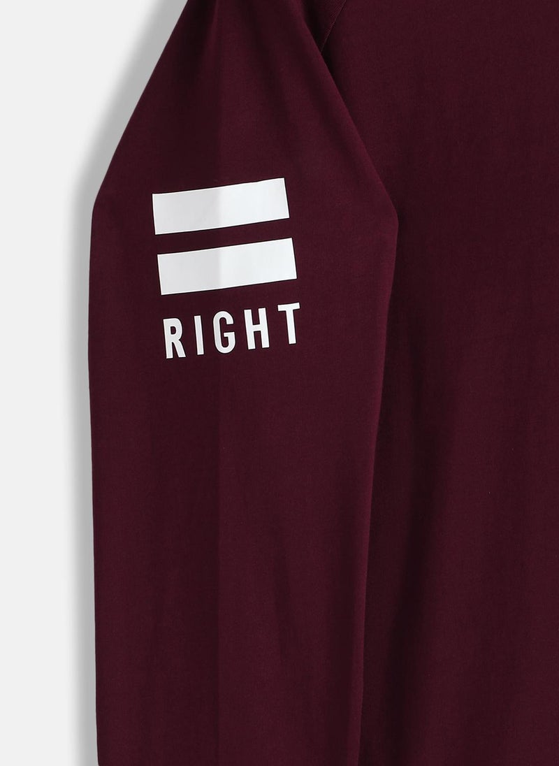 Wrogn Placement Print Slim Fit Fit T-Shirt | Maroon - Image 4